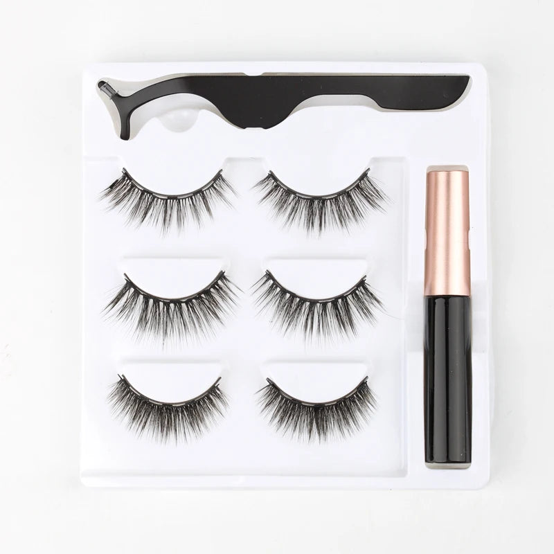 Magnetic Eyelashes 3D Mink Eyelashes Magnetic Eyeliner Magnetic 3D Lash Short False Lashes Lasting Handmade Eyelash Makeup Tools