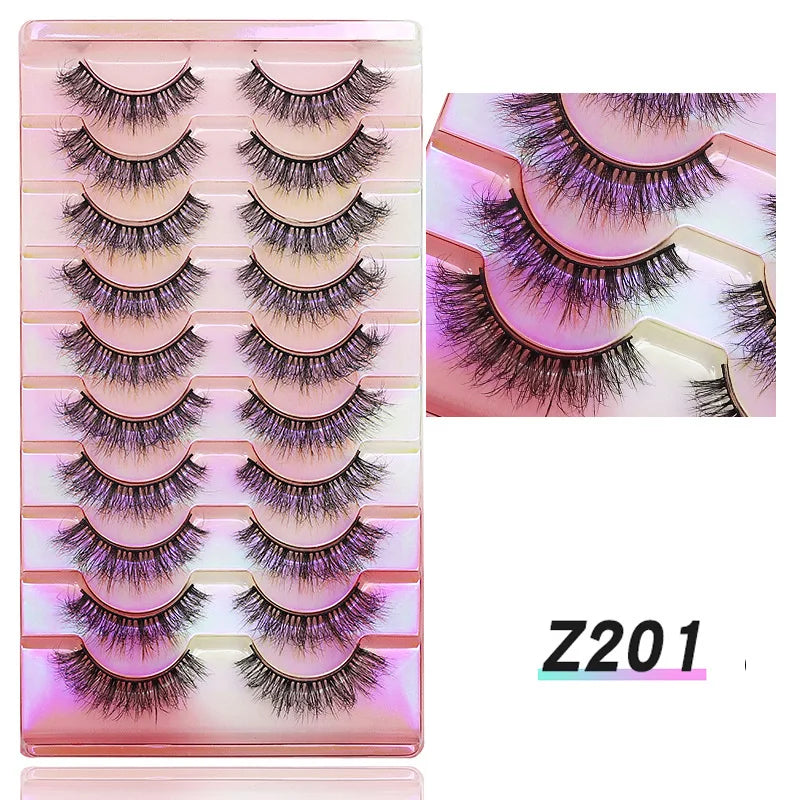 NEW False Eyelashes 10pairs Eyelashes 6D Mink Lashes Faux Mink Fluffy Lash Soft Full Thick Wispy Makeup Eyelashes Extension