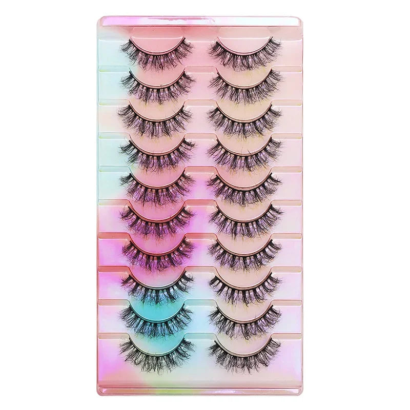 NEW False Eyelashes 10pairs Eyelashes 6D Mink Lashes Faux Mink Fluffy Lash Soft Full Thick Wispy Makeup Eyelashes Extension