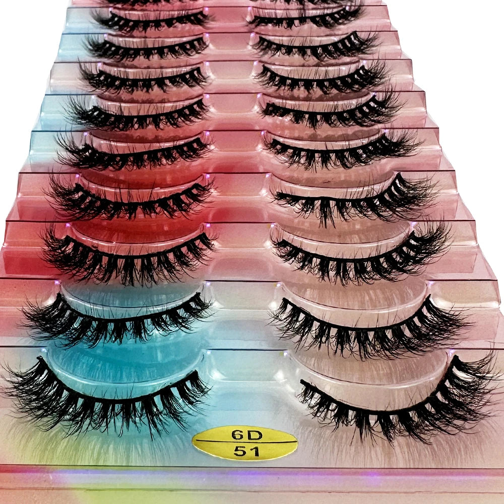 NEW False Eyelashes 10pairs Eyelashes 6D Mink Lashes Faux Mink Fluffy Lash Soft Full Thick Wispy Makeup Eyelashes Extension