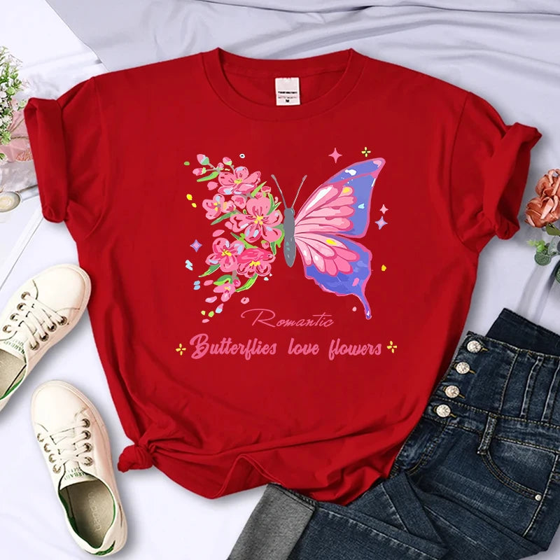 ButterWomen's T Shirt Letter Printed Daily Blouse Tops Summer Classic Style Short Sleeve Female