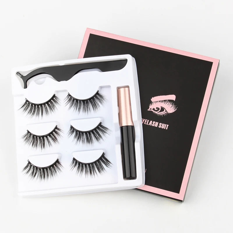 Magnetic Eyelashes 3D Mink Eyelashes Magnetic Eyeliner Magnetic 3D Lash Short False Lashes Lasting Handmade Eyelash Makeup Tools