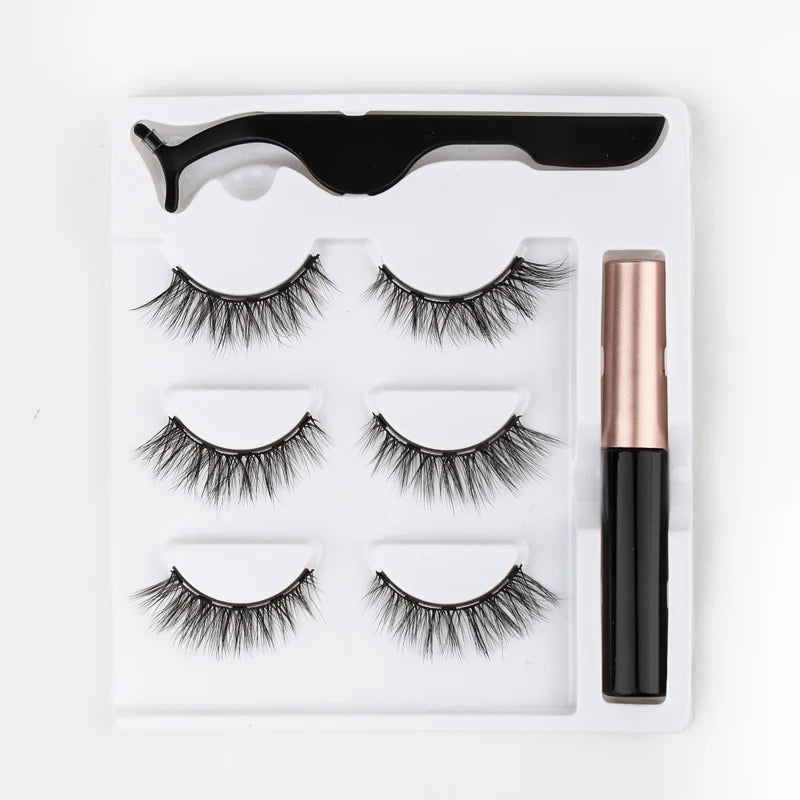 Magnetic Eyelashes 3D Mink Eyelashes Magnetic Eyeliner Magnetic 3D Lash Short False Lashes Lasting Handmade Eyelash Makeup Tools