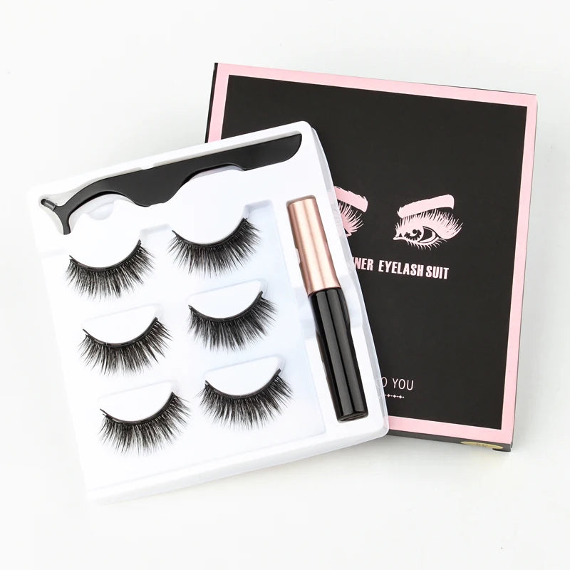 Magnetic Eyelashes 3D Mink Eyelashes Magnetic Eyeliner Magnetic 3D Lash Short False Lashes Lasting Handmade Eyelash Makeup Tools