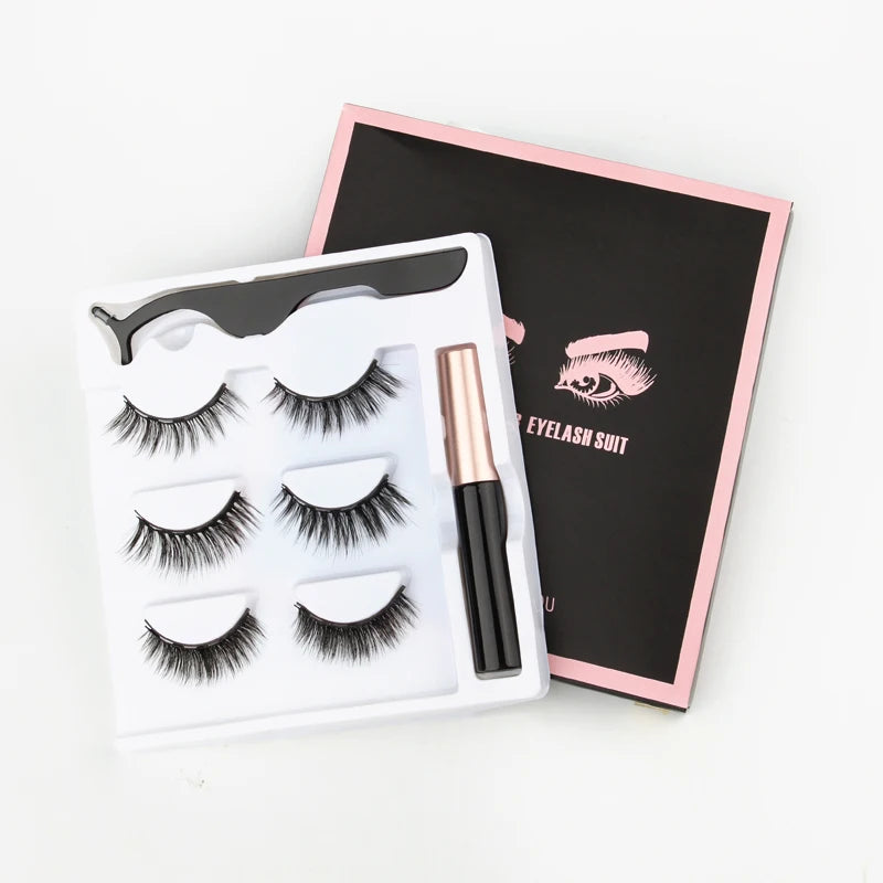 Magnetic Eyelashes 3D Mink Eyelashes Magnetic Eyeliner Magnetic 3D Lash Short False Lashes Lasting Handmade Eyelash Makeup Tools