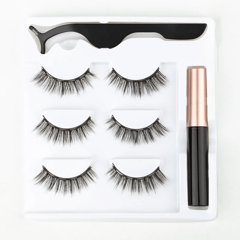 Magnetic Eyelashes 3D Mink Eyelashes Magnetic Eyeliner Magnetic 3D Lash Short False Lashes Lasting Handmade Eyelash Makeup Tools