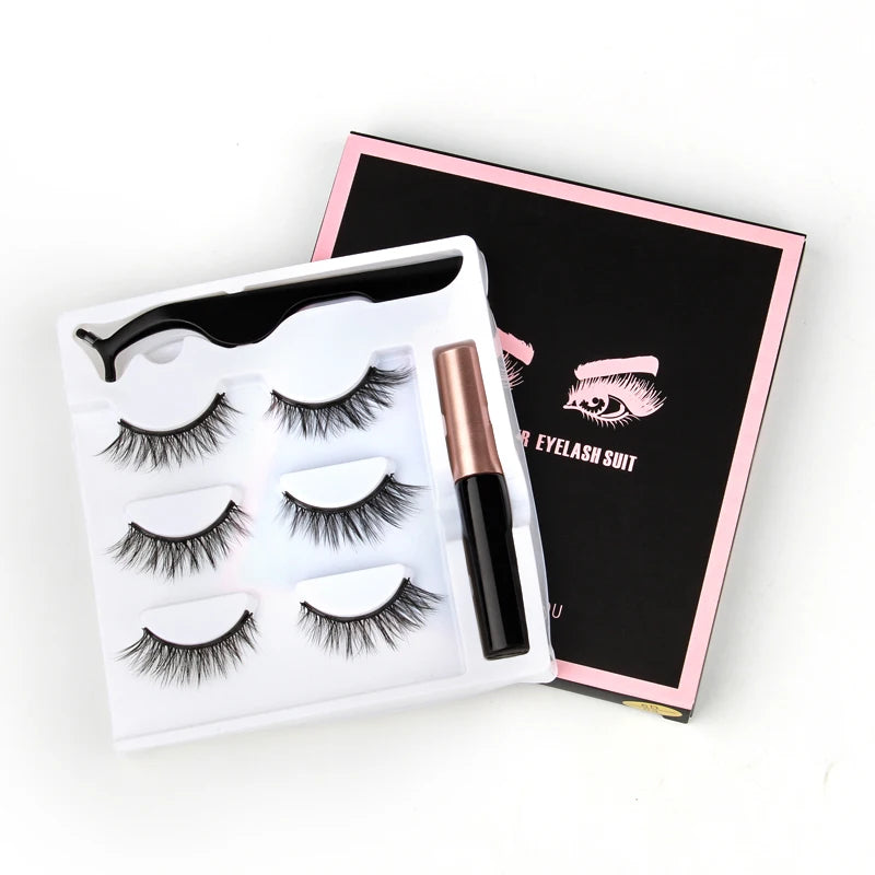 Magnetic Eyelashes 3D Mink Eyelashes Magnetic Eyeliner Magnetic 3D Lash Short False Lashes Lasting Handmade Eyelash Makeup Tools