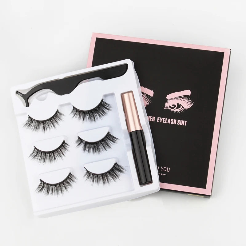 Magnetic Eyelashes 3D Mink Eyelashes Magnetic Eyeliner Magnetic 3D Lash Short False Lashes Lasting Handmade Eyelash Makeup Tools