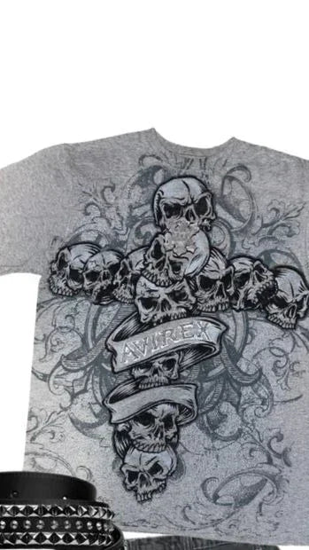 Harajuku Retro Casual Summer T shirt Female Hip Hop Elite Aesthetic Skull Pattern T shirt Gothic Cross Shirt For Men And Women