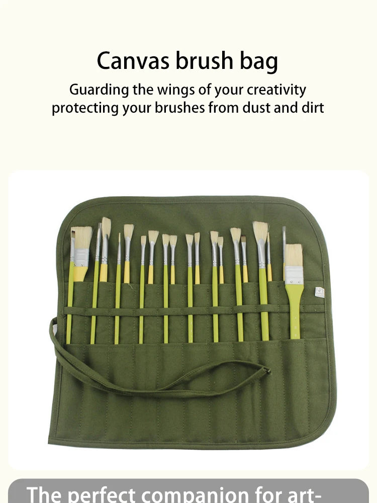 Painting Brushes Canvas Storage Bag, 22 Slots Watercolour and Gouache Brushes Calligraphy Brushes Storage Bag, Roll up Pen Bag