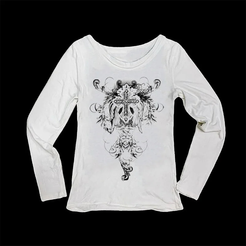 Y2k Aesthetic pattern Vintage Basic Tees Ladies Clothes Retro Graphic Top Short Sleeve Casual T Shirt for Women Millennium style