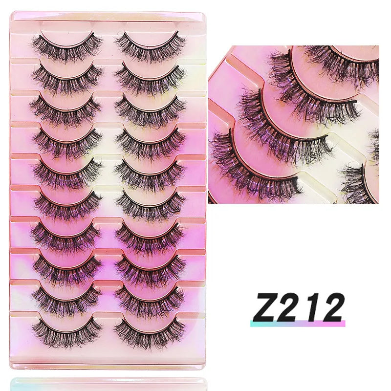 NEW False Eyelashes 10pairs Eyelashes 6D Mink Lashes Faux Mink Fluffy Lash Soft Full Thick Wispy Makeup Eyelashes Extension