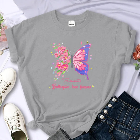 ButterWomen's T Shirt Letter Printed Daily Blouse Tops Summer Classic Style Short Sleeve Female