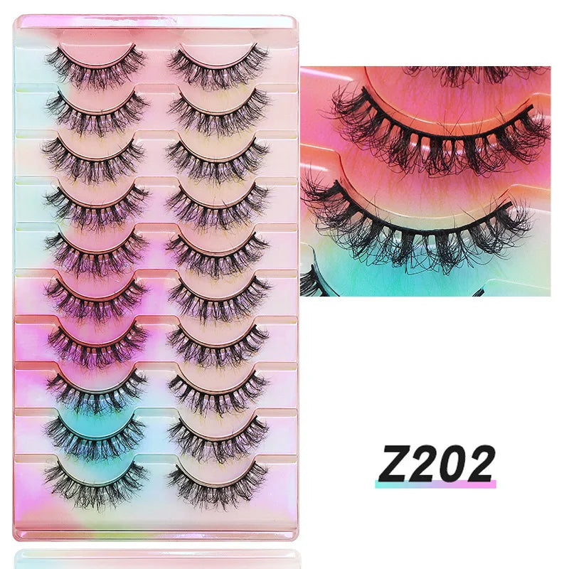 NEW False Eyelashes 10pairs Eyelashes 6D Mink Lashes Faux Mink Fluffy Lash Soft Full Thick Wispy Makeup Eyelashes Extension