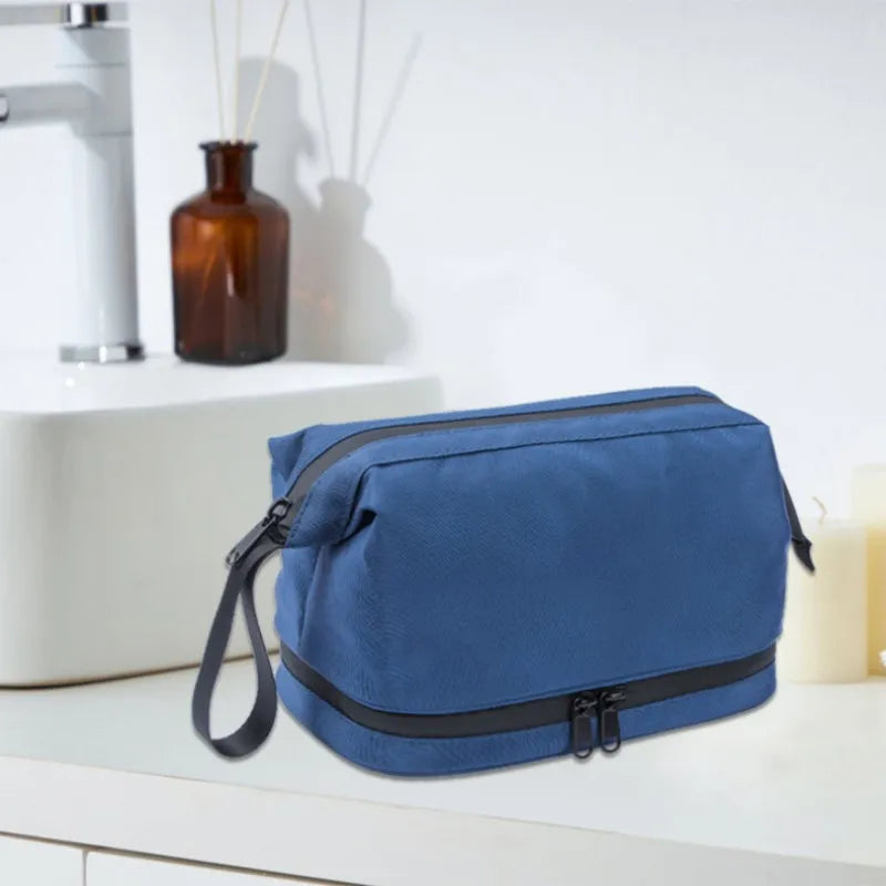 Double Layer Men Large-capacity Toiletrie Bag Women Travel Cosmetic Makeup Kit Waterproof Dry and Wet Separation Storage Bags