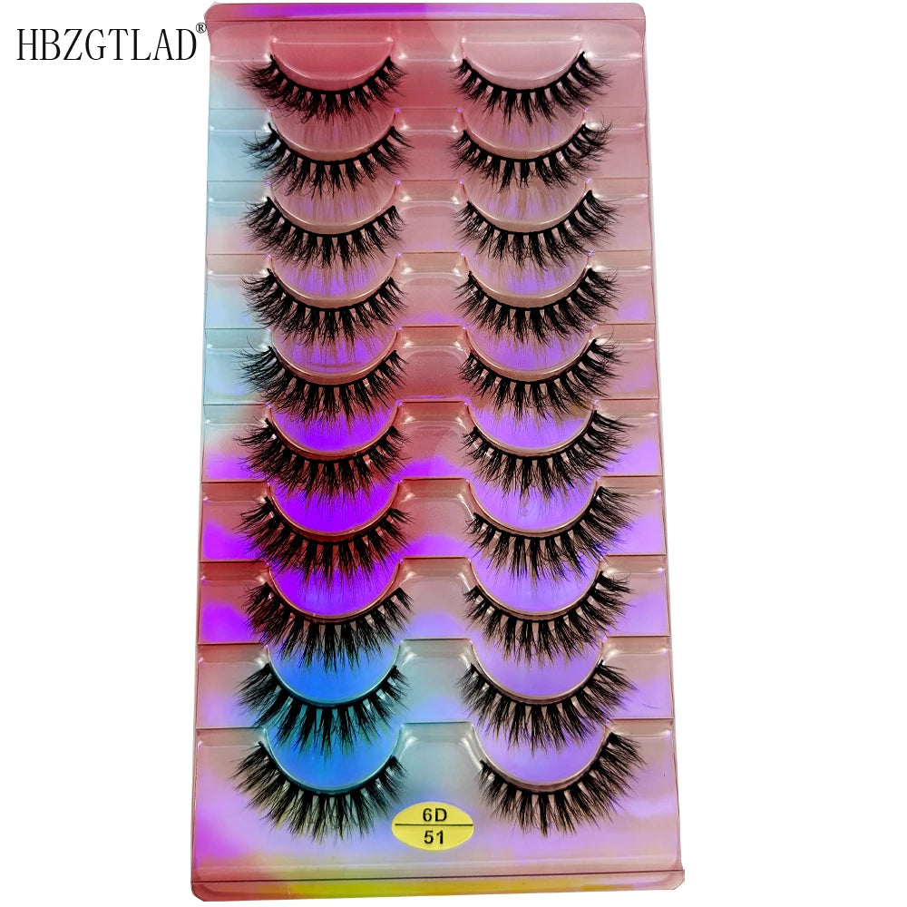 NEW False Eyelashes 10pairs Eyelashes 6D Mink Lashes Faux Mink Fluffy Lash Soft Full Thick Wispy Makeup Eyelashes Extension