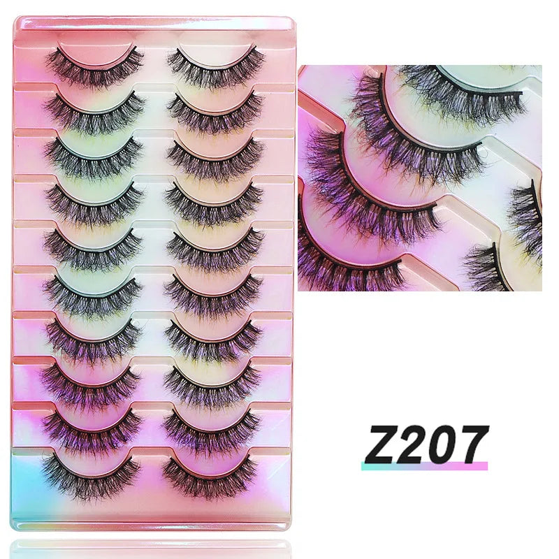 NEW False Eyelashes 10pairs Eyelashes 6D Mink Lashes Faux Mink Fluffy Lash Soft Full Thick Wispy Makeup Eyelashes Extension