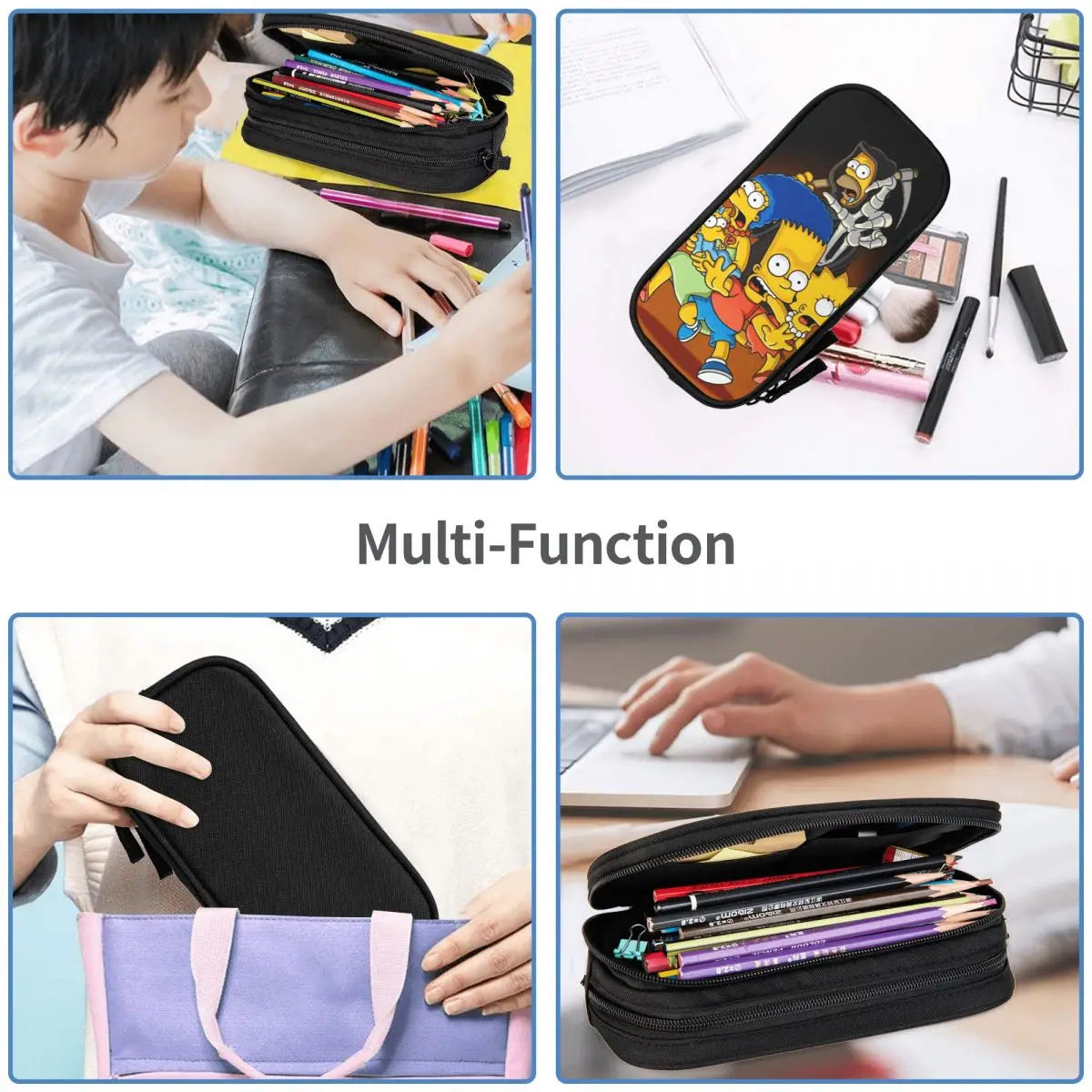The S-Simpsoned Pencil Case Fun Pen Bag for Student Large Storage Students School Zipper Pencil Box