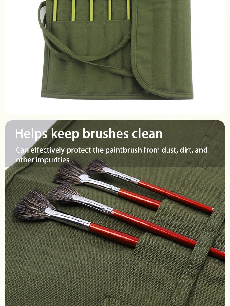 Painting Brushes Canvas Storage Bag, 22 Slots Watercolour and Gouache Brushes Calligraphy Brushes Storage Bag, Roll up Pen Bag