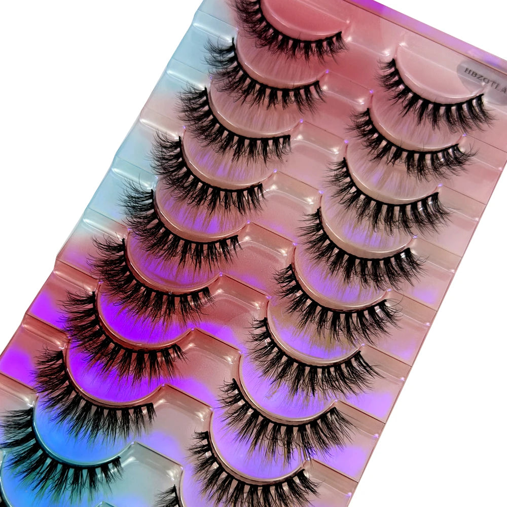 NEW False Eyelashes 10pairs Eyelashes 6D Mink Lashes Faux Mink Fluffy Lash Soft Full Thick Wispy Makeup Eyelashes Extension