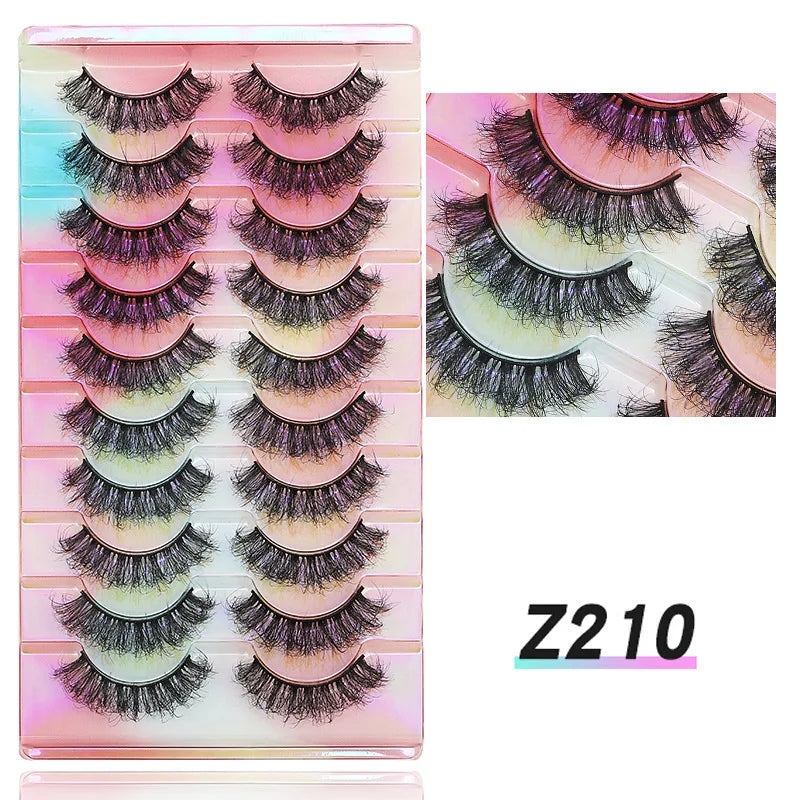 NEW False Eyelashes 10pairs Eyelashes 6D Mink Lashes Faux Mink Fluffy Lash Soft Full Thick Wispy Makeup Eyelashes Extension