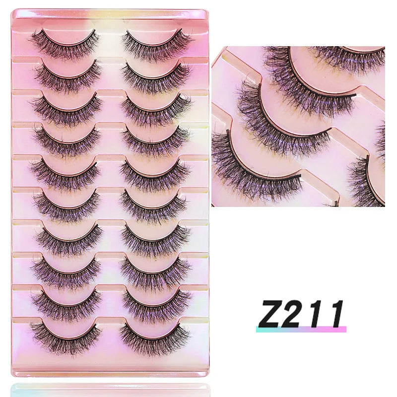 NEW False Eyelashes 10pairs Eyelashes 6D Mink Lashes Faux Mink Fluffy Lash Soft Full Thick Wispy Makeup Eyelashes Extension