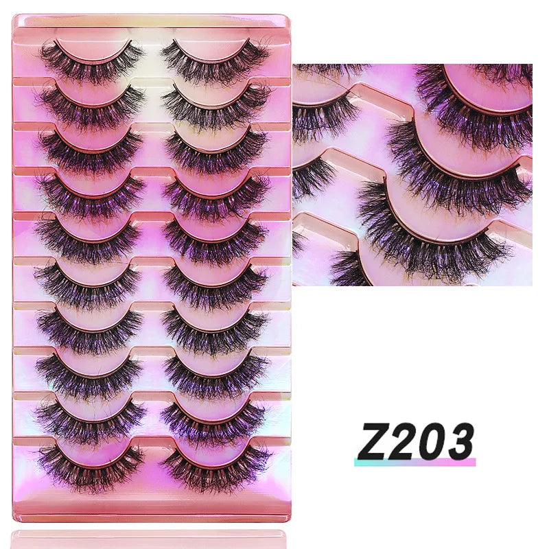 NEW False Eyelashes 10pairs Eyelashes 6D Mink Lashes Faux Mink Fluffy Lash Soft Full Thick Wispy Makeup Eyelashes Extension