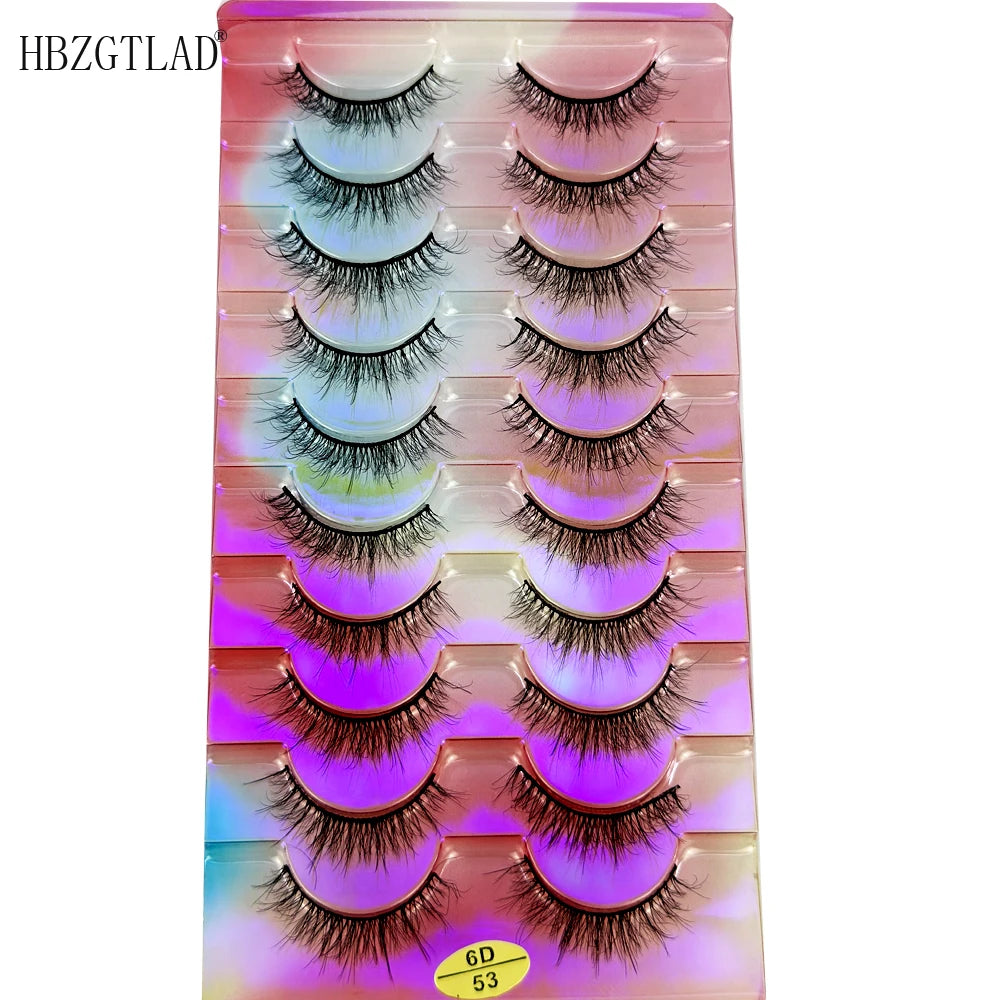NEW False Eyelashes 10pairs Eyelashes 6D Mink Lashes Faux Mink Fluffy Lash Soft Full Thick Wispy Makeup Eyelashes Extension
