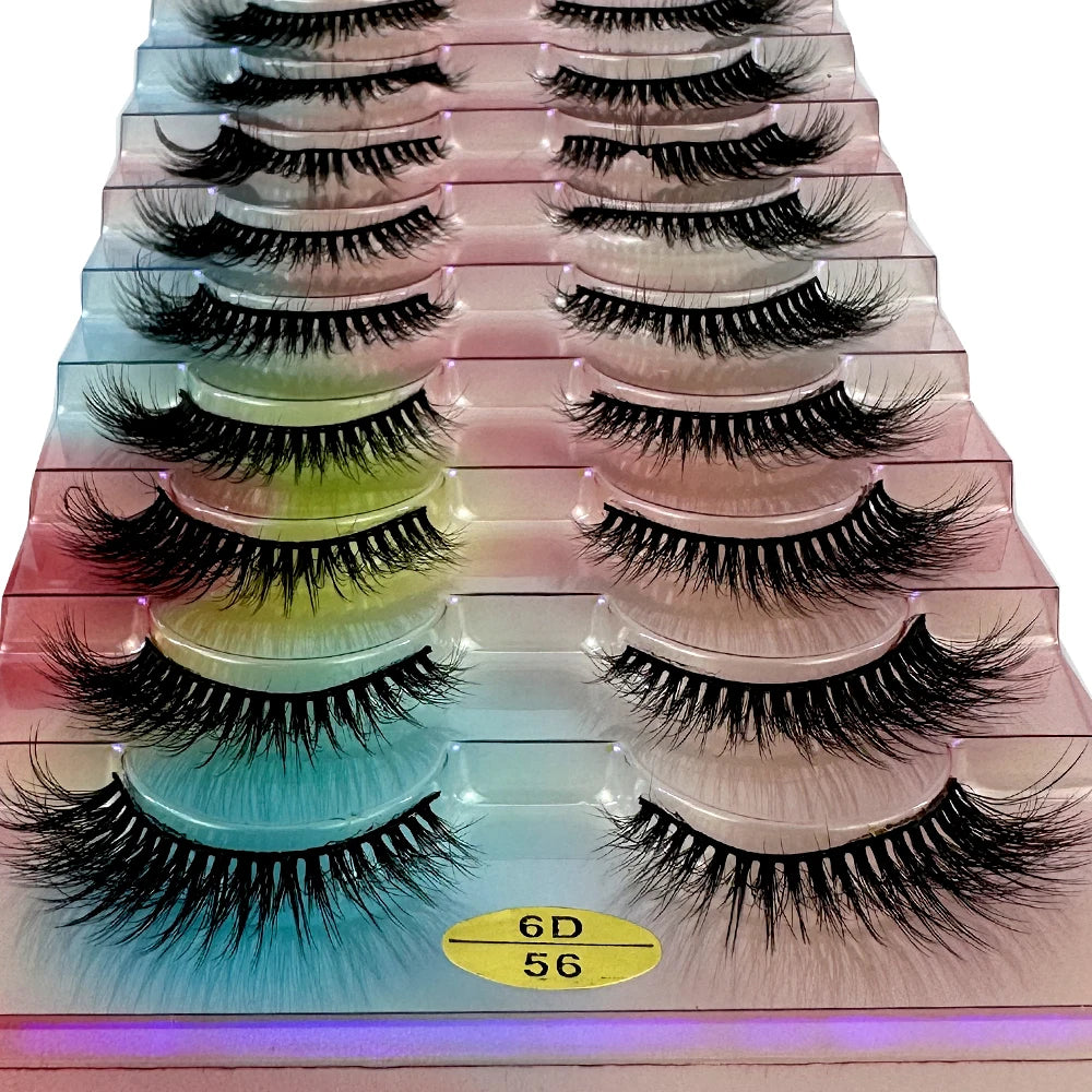 NEW False Eyelashes 10pairs Eyelashes 6D Mink Lashes Faux Mink Fluffy Lash Soft Full Thick Wispy Makeup Eyelashes Extension