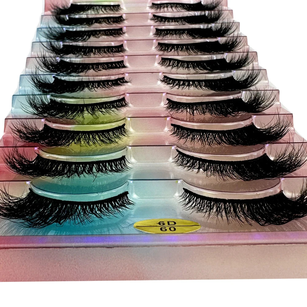 NEW False Eyelashes 10pairs Eyelashes 6D Mink Lashes Faux Mink Fluffy Lash Soft Full Thick Wispy Makeup Eyelashes Extension
