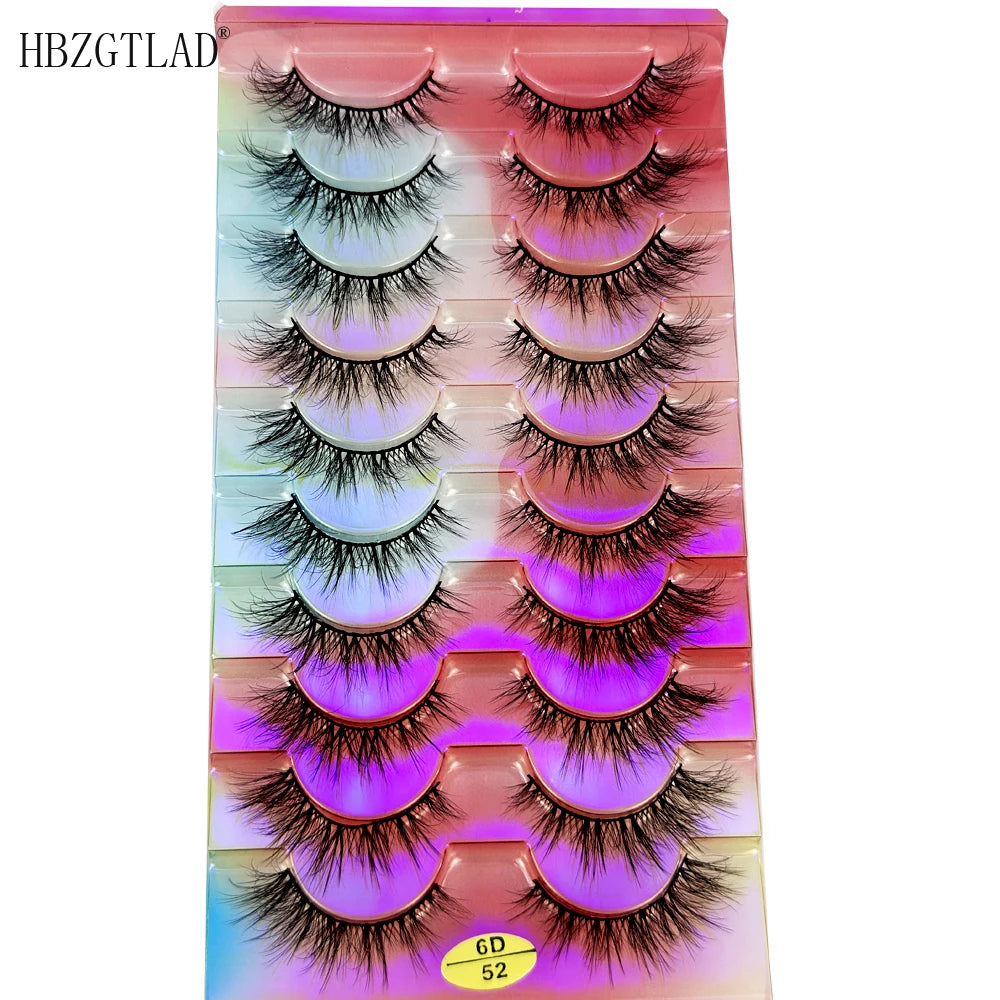 NEW False Eyelashes 10pairs Eyelashes 6D Mink Lashes Faux Mink Fluffy Lash Soft Full Thick Wispy Makeup Eyelashes Extension