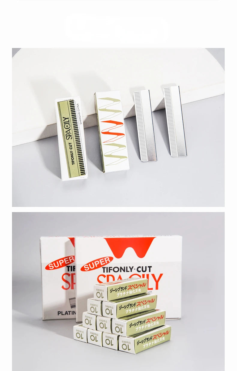 10/100 Pcs Makeup Artist Special Stainless Steel Eyebrow Razor Blade Disposable Eyebrow Trimmer Embroidery Ripple Blade