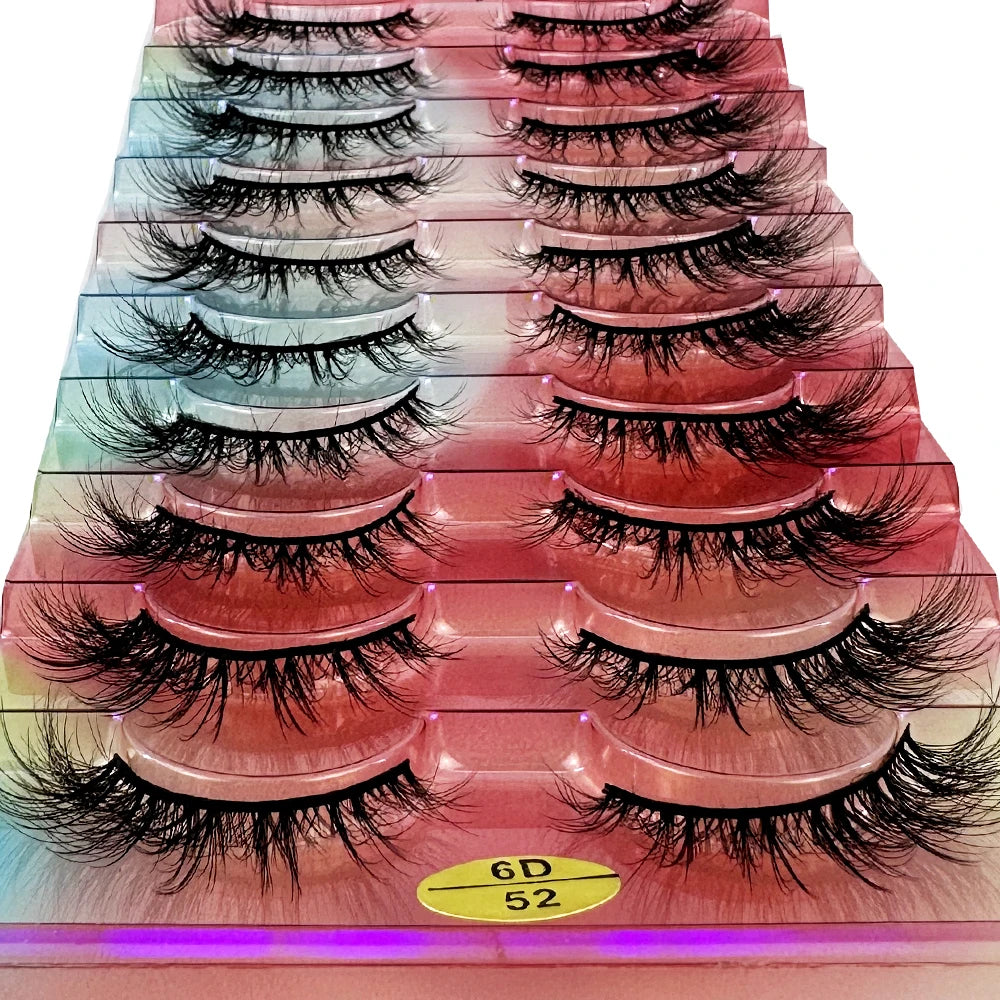 NEW False Eyelashes 10pairs Eyelashes 6D Mink Lashes Faux Mink Fluffy Lash Soft Full Thick Wispy Makeup Eyelashes Extension
