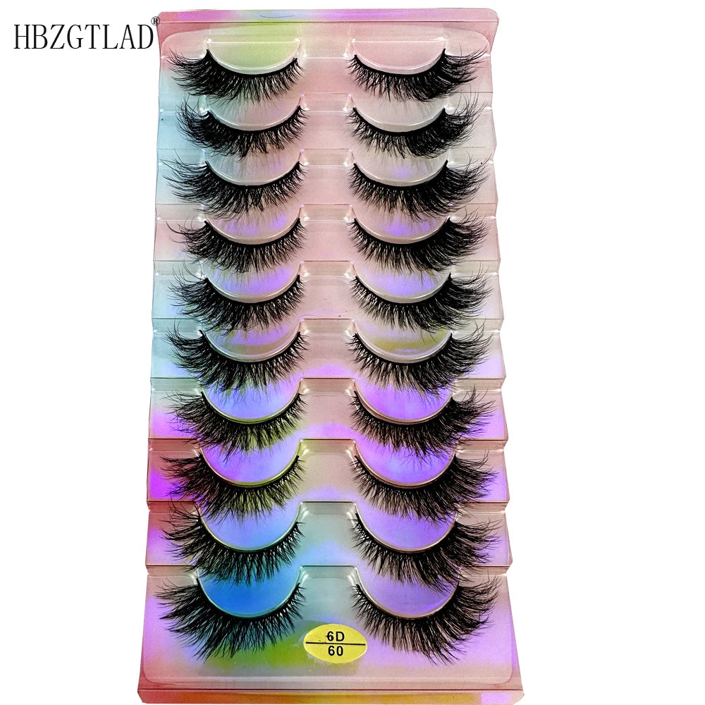 NEW False Eyelashes 10pairs Eyelashes 6D Mink Lashes Faux Mink Fluffy Lash Soft Full Thick Wispy Makeup Eyelashes Extension