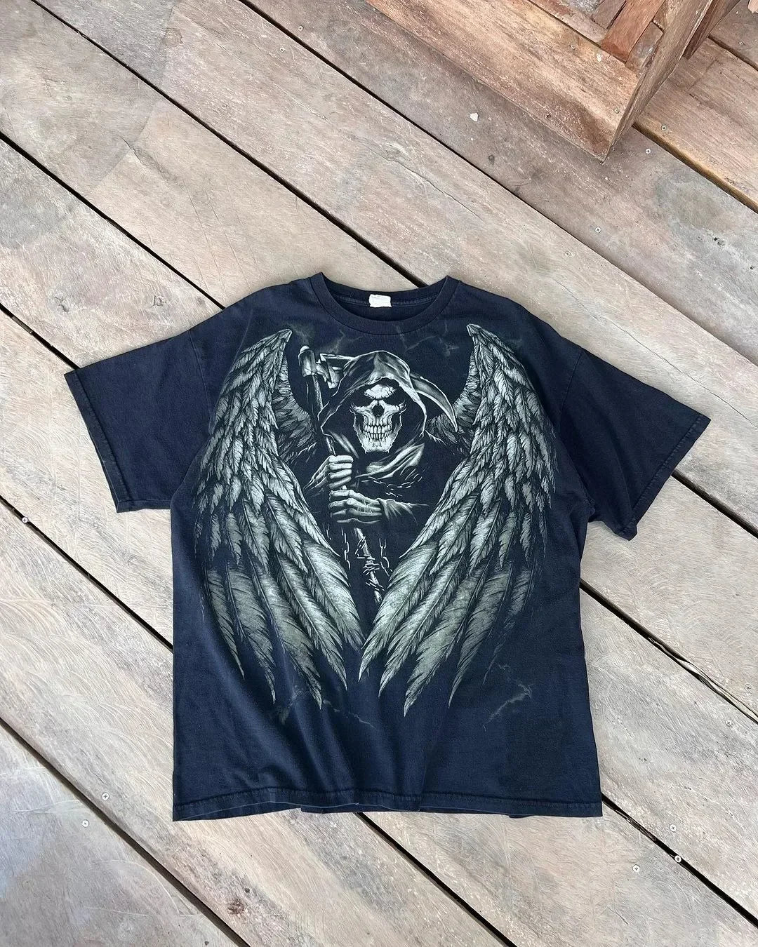 Harajuku Retro Casual Summer T shirt Female Hip Hop Elite Aesthetic Skull Pattern T shirt Gothic Cross Shirt For Men And Women