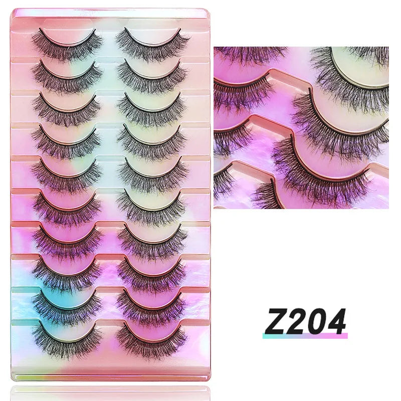 NEW False Eyelashes 10pairs Eyelashes 6D Mink Lashes Faux Mink Fluffy Lash Soft Full Thick Wispy Makeup Eyelashes Extension