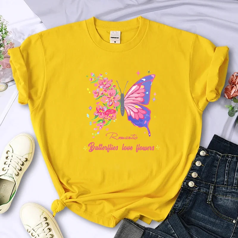 ButterWomen's T Shirt Letter Printed Daily Blouse Tops Summer Classic Style Short Sleeve Female