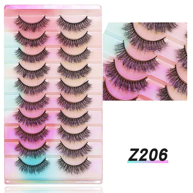 NEW False Eyelashes 10pairs Eyelashes 6D Mink Lashes Faux Mink Fluffy Lash Soft Full Thick Wispy Makeup Eyelashes Extension
