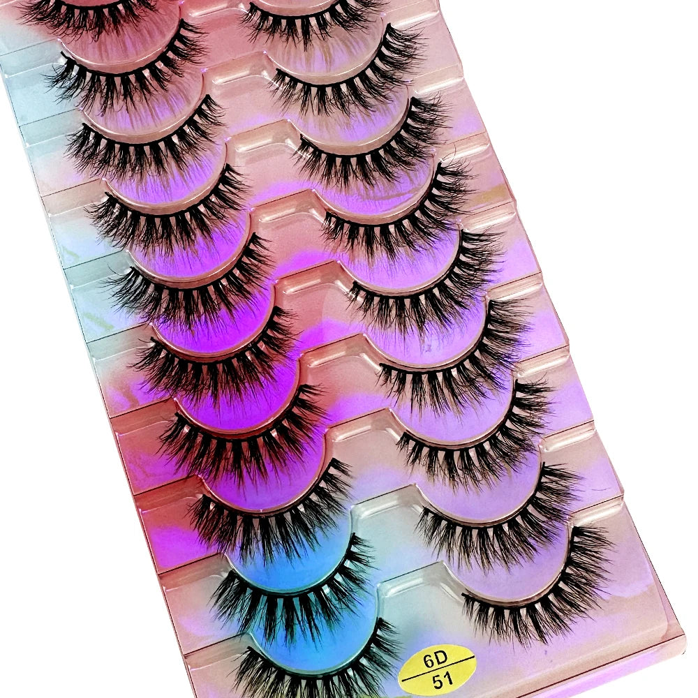 NEW False Eyelashes 10pairs Eyelashes 6D Mink Lashes Faux Mink Fluffy Lash Soft Full Thick Wispy Makeup Eyelashes Extension