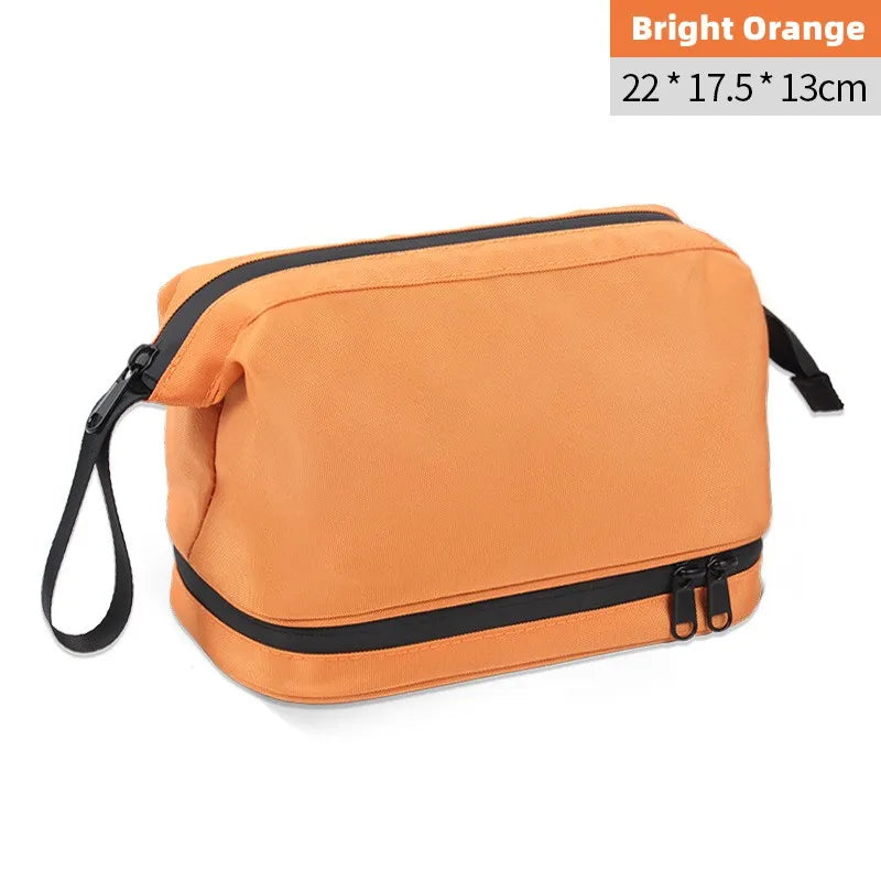 Double Layer Men Large-capacity Toiletrie Bag Women Travel Cosmetic Makeup Kit Waterproof Dry and Wet Separation Storage Bags