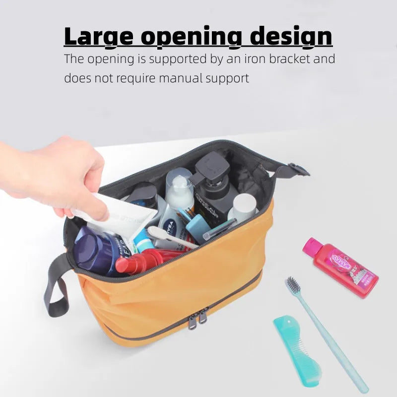 Double Layer Men Large-capacity Toiletrie Bag Women Travel Cosmetic Makeup Kit Waterproof Dry and Wet Separation Storage Bags