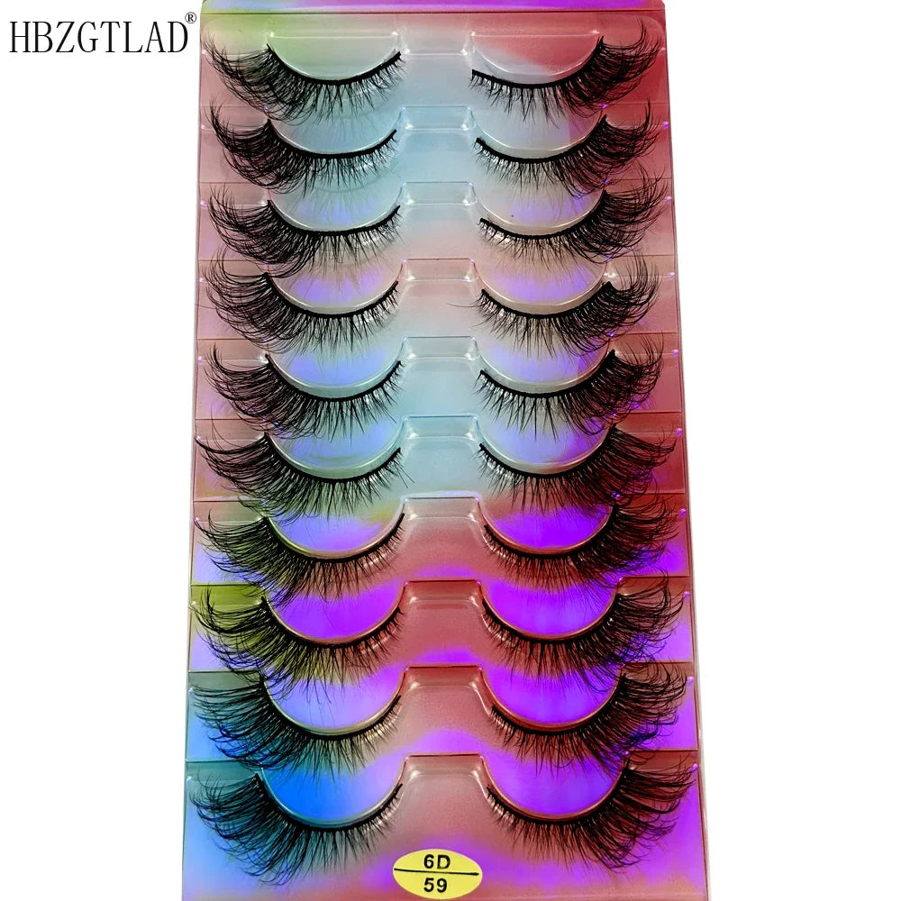 NEW False Eyelashes 10pairs Eyelashes 6D Mink Lashes Faux Mink Fluffy Lash Soft Full Thick Wispy Makeup Eyelashes Extension