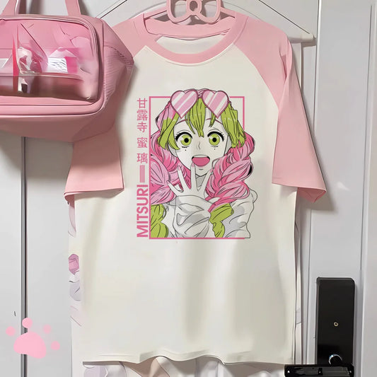 Mitsuri top women anime t shirt girl 2000s Japanese funny clothing