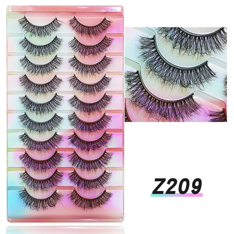 NEW False Eyelashes 10pairs Eyelashes 6D Mink Lashes Faux Mink Fluffy Lash Soft Full Thick Wispy Makeup Eyelashes Extension
