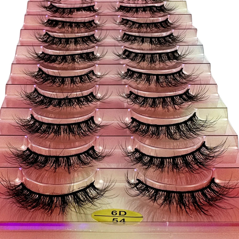 NEW False Eyelashes 10pairs Eyelashes 6D Mink Lashes Faux Mink Fluffy Lash Soft Full Thick Wispy Makeup Eyelashes Extension