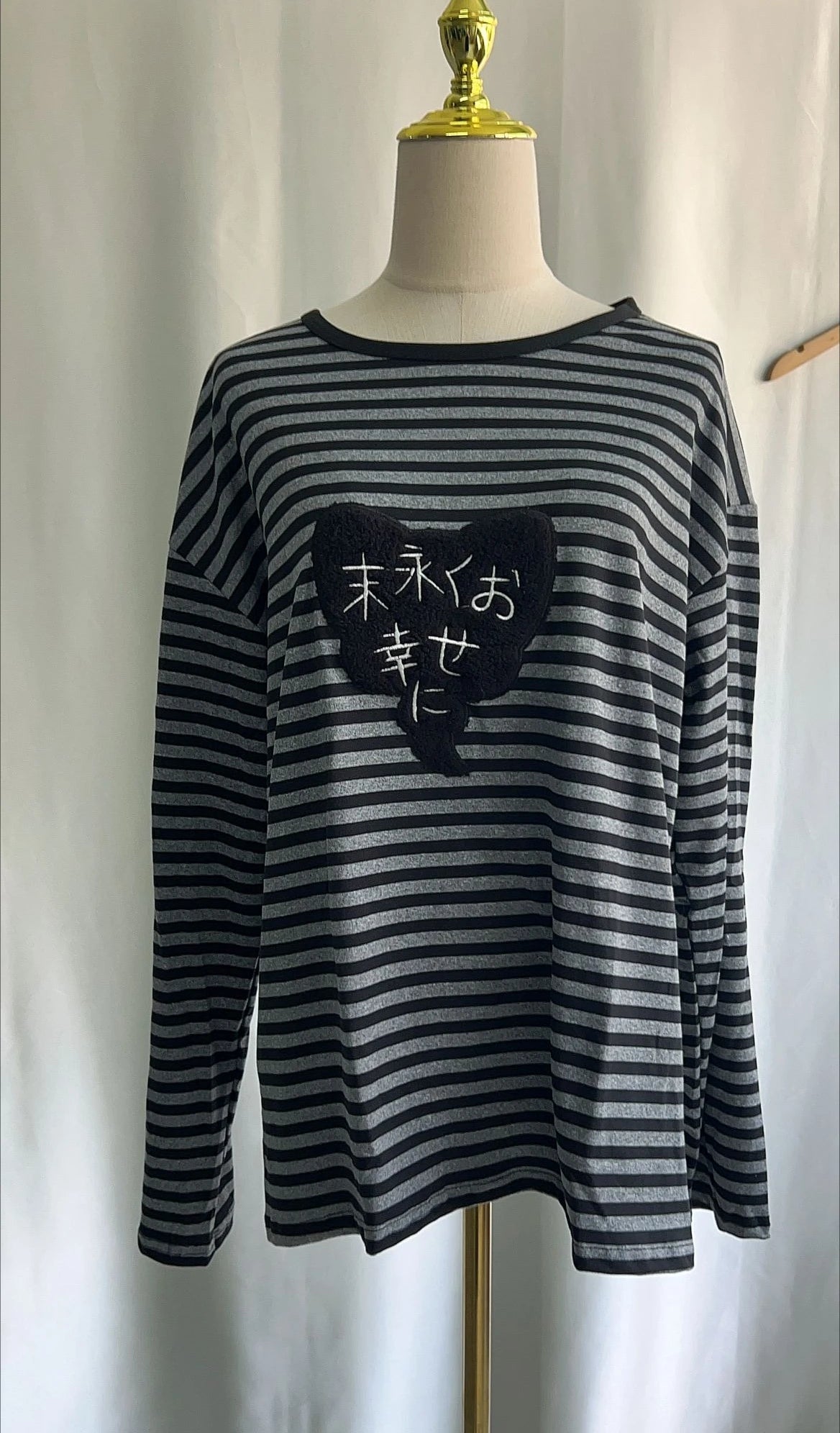American Punk Vintage O Neck Long Sleeve Shirts All-Match Striped Design Harajuku Embroidery Tops Y2k Aesthetic High Street Tees