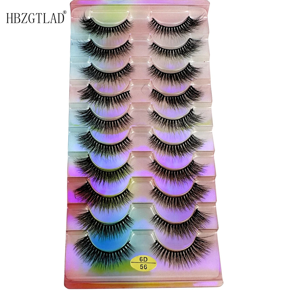 NEW False Eyelashes 10pairs Eyelashes 6D Mink Lashes Faux Mink Fluffy Lash Soft Full Thick Wispy Makeup Eyelashes Extension