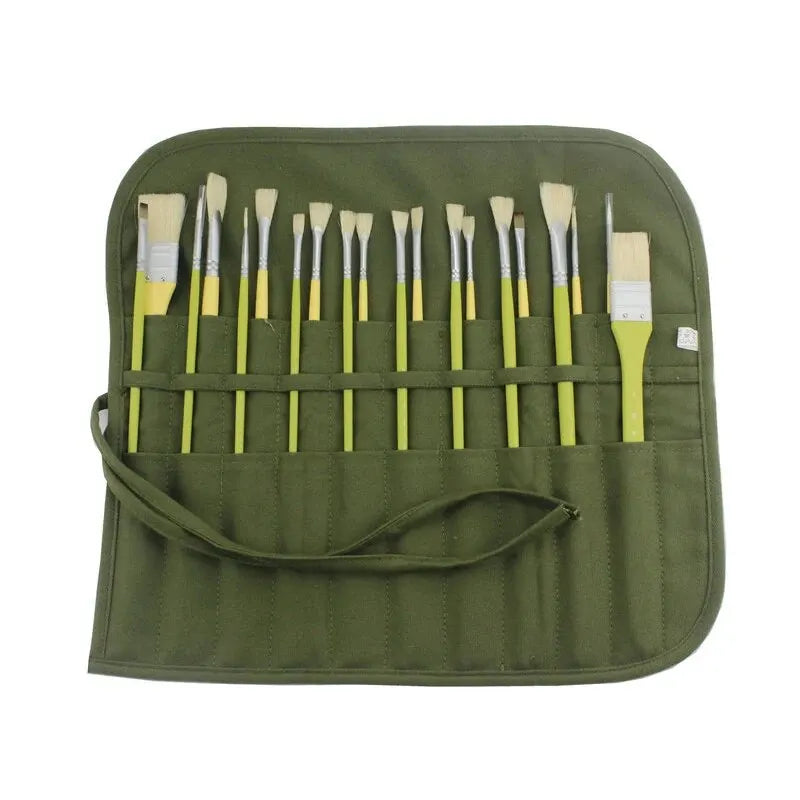 Painting Brushes Canvas Storage Bag, 22 Slots Watercolour and Gouache Brushes Calligraphy Brushes Storage Bag, Roll up Pen Bag