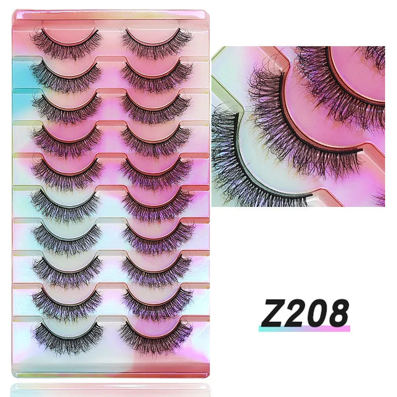 NEW False Eyelashes 10pairs Eyelashes 6D Mink Lashes Faux Mink Fluffy Lash Soft Full Thick Wispy Makeup Eyelashes Extension