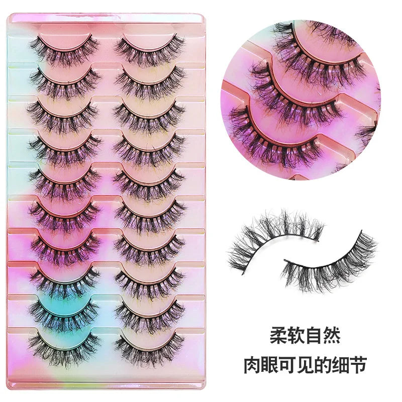 NEW False Eyelashes 10pairs Eyelashes 6D Mink Lashes Faux Mink Fluffy Lash Soft Full Thick Wispy Makeup Eyelashes Extension